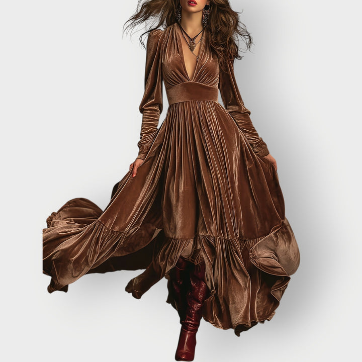 Alorae | Vintage A-Line Velvet Maxi Dress