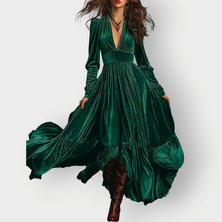 Alorae | Vintage A-Line Velvet Maxi Dress