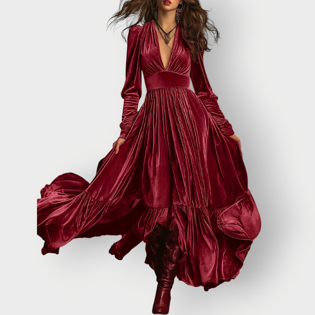 Alorae | Vintage A-Line Velvet Maxi Dress