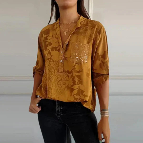 Savannah™  Stylish Print V-neck Blouse