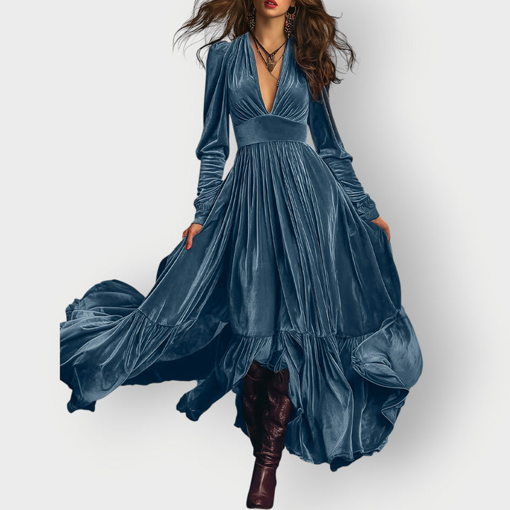 Alorae | Vintage A-Line Velvet Maxi Dress