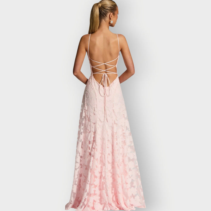 Maevira | Elegant Strapless Floral Evening Velvet Gown
